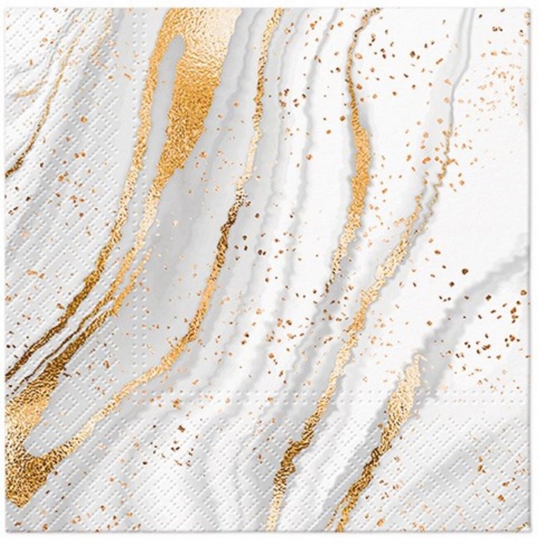 PAW Servietten Marmor Optik gold 