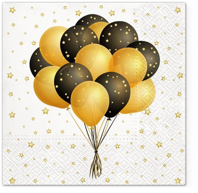 PAW Servietten Ballon schwarz gold 