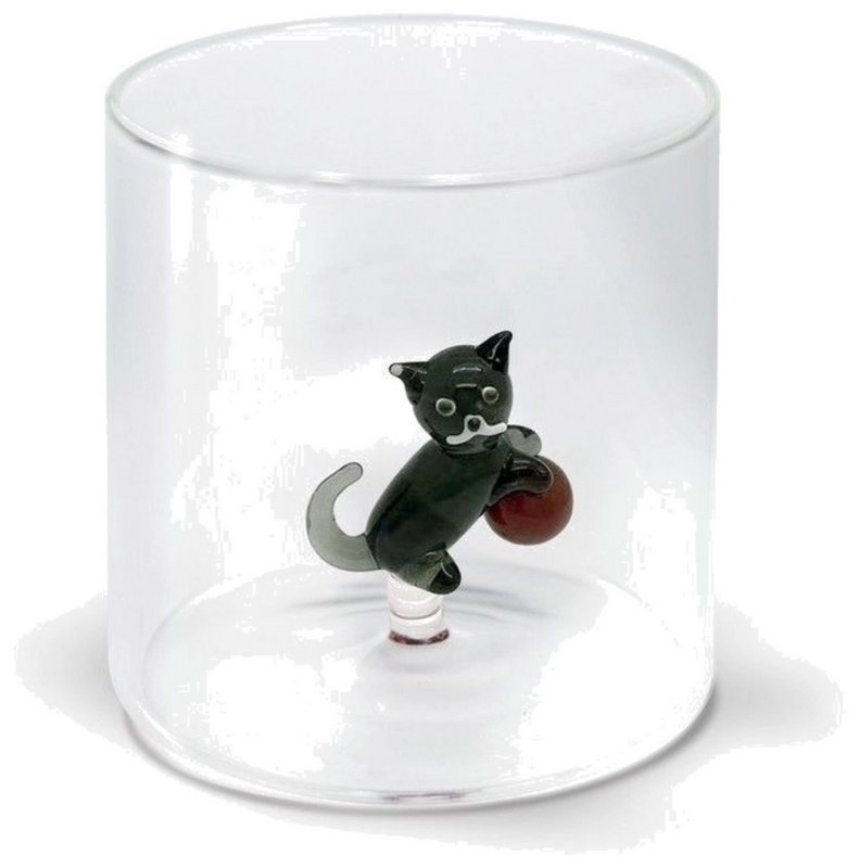 EasyLife Trinkglas Katze mit Wollknäuel 