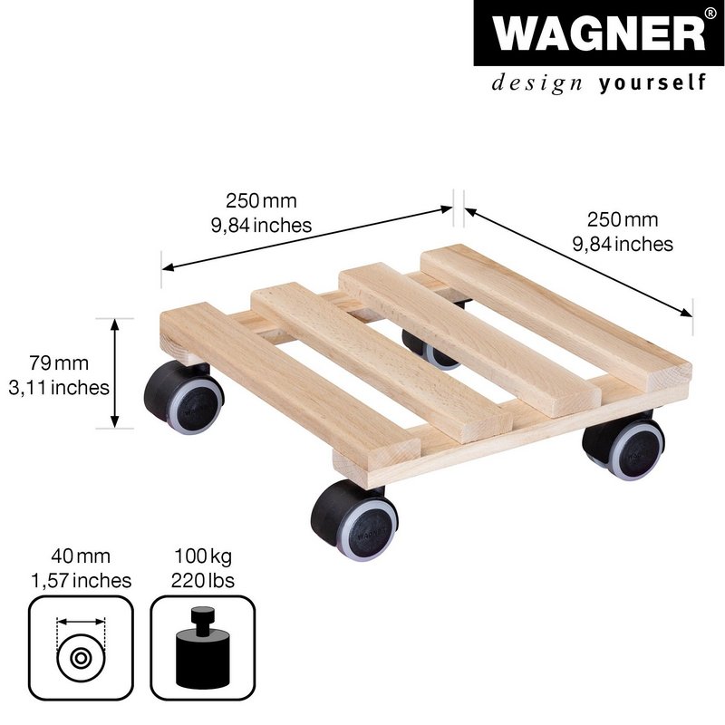 WAGNER SYSTEM Pflanzenroller Buche 25x25 cm nature 