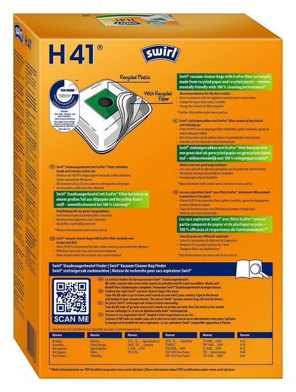 SWIRL Staubsäcke H41 