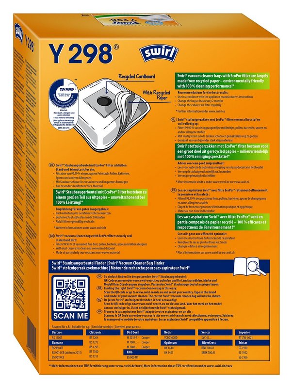 SWIRL Staubsäcke Y298 