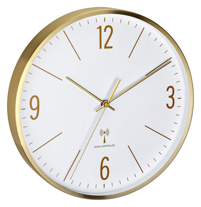 TFA Funk Wanduhr gold 