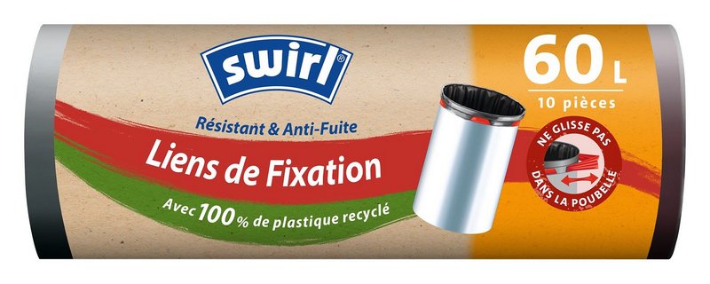 SWIRL Abfallsäcke Elastik mit Zugband 60 l 