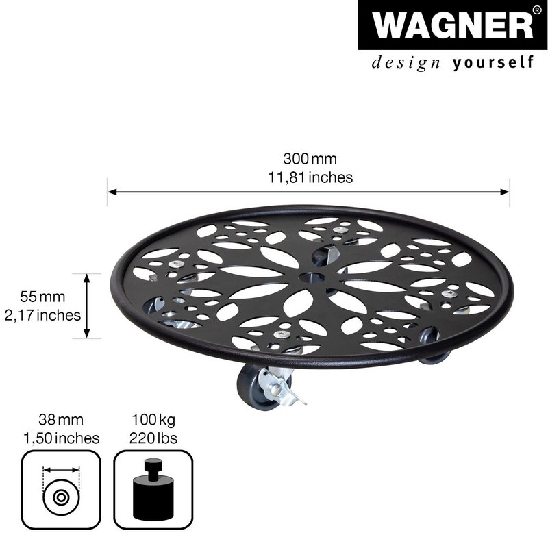 WAGNER SYSTEM Pflanzenroller 30 cm schwarz 