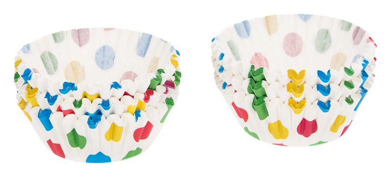 PATISSE Papierförmchen Mini weiss bunte Punkte 3cm 