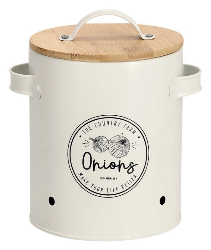 ZELLER Vorratsdose Onions mit Bambusdeckel weiss 