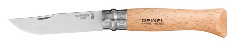 OPINEL Messer Nr. 9 Edelstahl Buchenholzgriff transparent lackiert 9 cm 