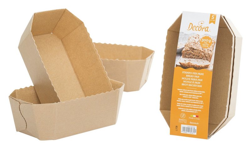 DECORA Cake-Brotbackformen 5er 300 g Cellulose Papier Natur 200°C 15.3x8.8x6 cm 