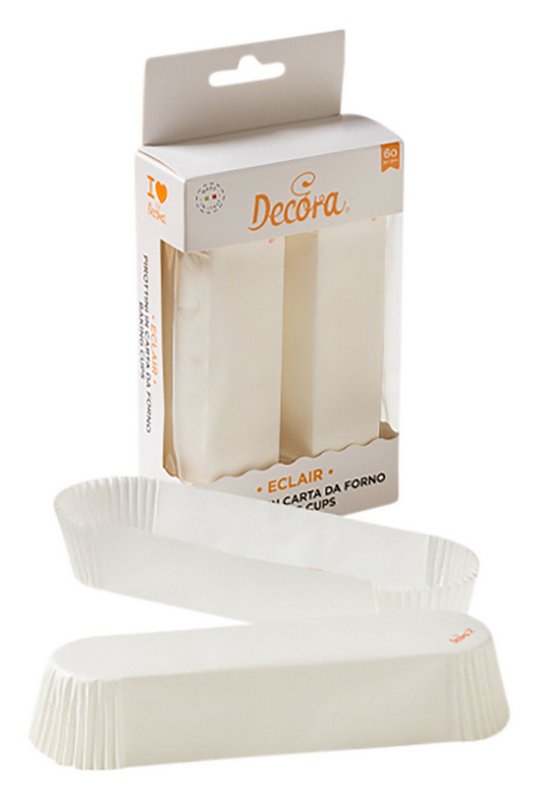 DECORA Eclair-Backförmchen weiss 60 Stück Non-Stick 220°C 13.5x3.5x2.5 cm 