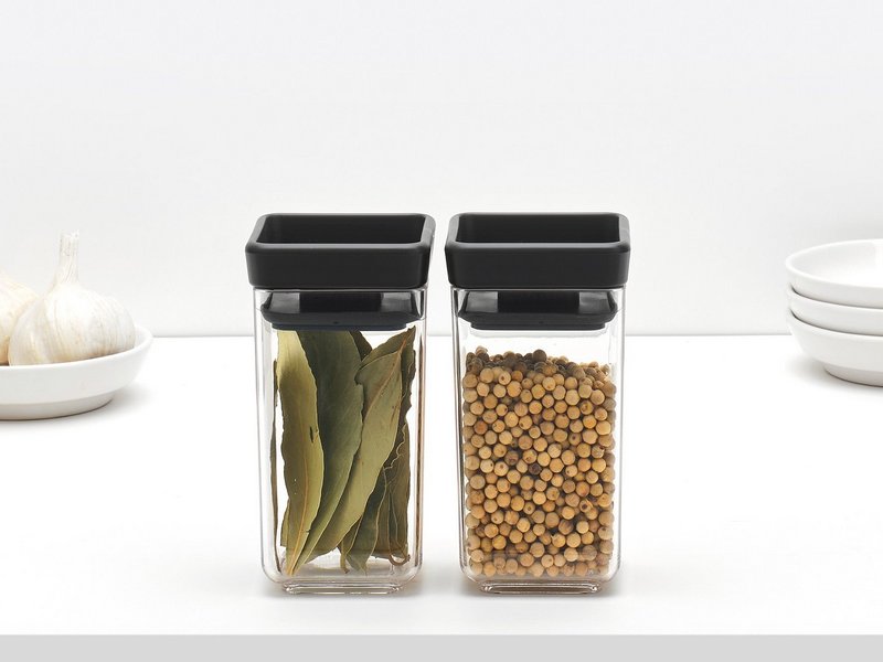 BRABANTIA Vorratsdosen Set Tasty+ 2-teilig dark grey 2x0.15 l 