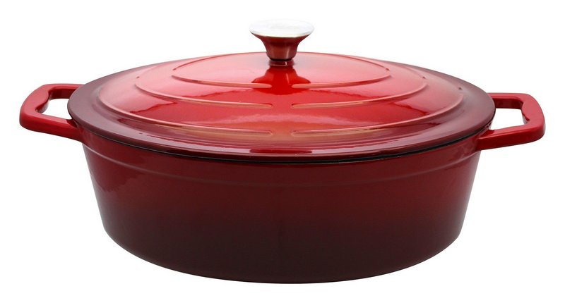 ELO Bräter Gusseisen oval rot creme emailliert 4.9 l 