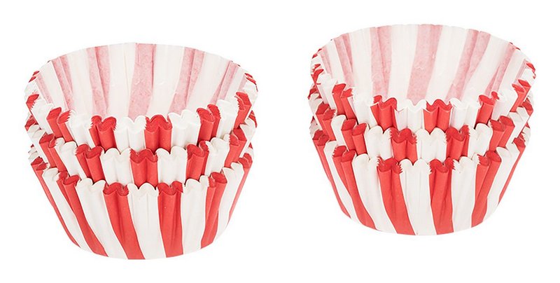 PATISSE Papierförmchen weiss rot gestreift 5cm 