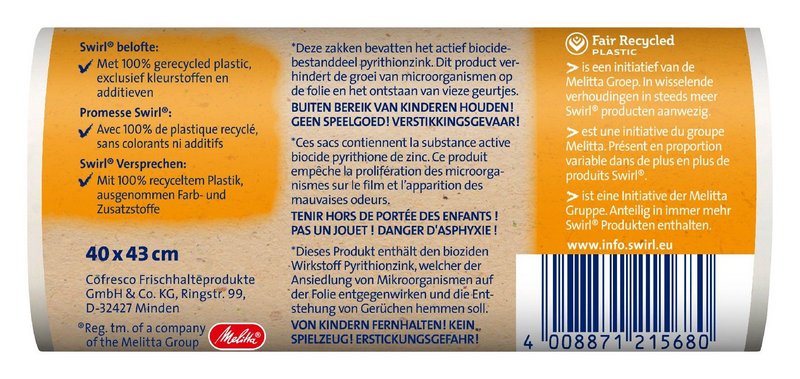 SWIRL Abfallsäcke Bad und Kosmetik antibakteriell 10 l 