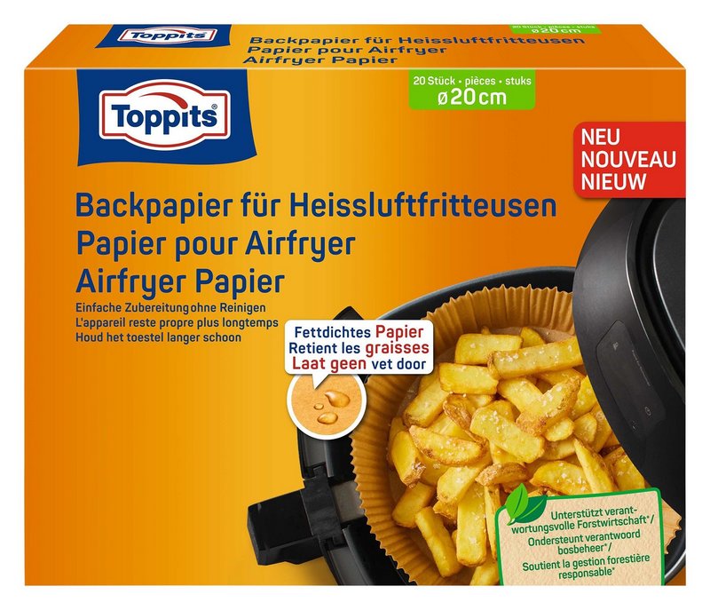 TOPPITS Backpapier für Heissluftfritteusen rund 