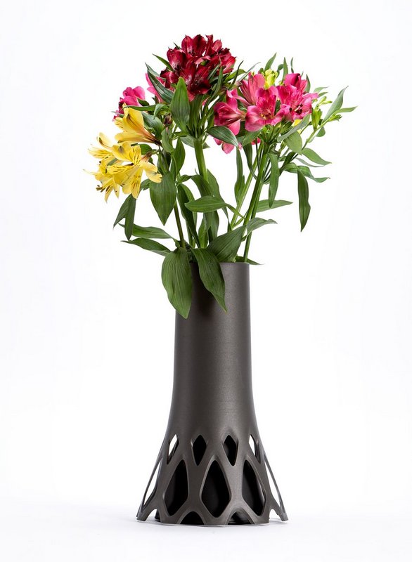 PLASTIA Vase Roseta mit Sockelgewicht anthrazit 1.3 l 