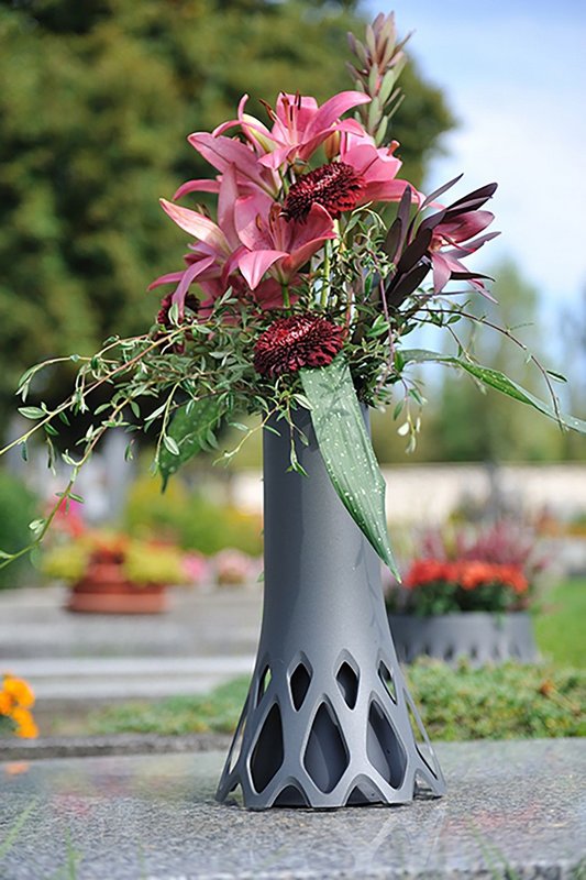 PLASTIA Vase Roseta mit Sockelgewicht silber 1 l 