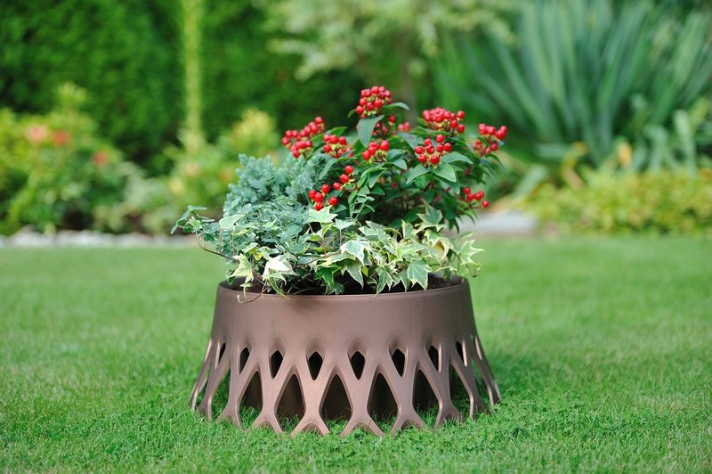 PLASTIA Pflanzschale Roseta mit Wasserspeicher bronze 30 cm 