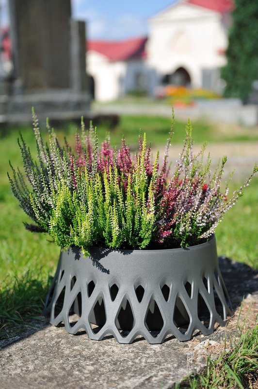 PLASTIA Pflanzschale Roseta mit Wasserspeicher silber 30 cm 