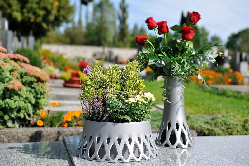 PLASTIA Pflanzschale Roseta mit Wasserspeicher silber 30 cm 