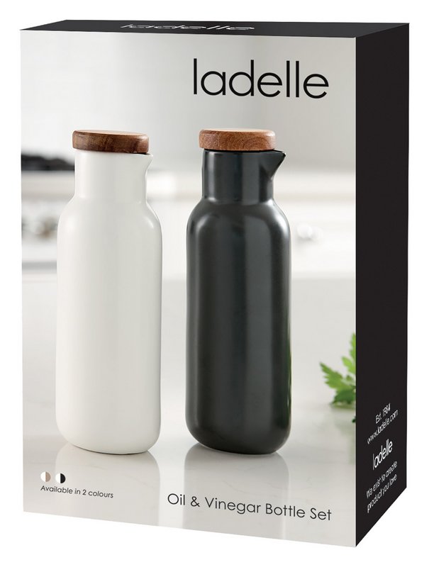 LADELLE Essig- und Öl- Set Essentials weiss dunkelgrau 