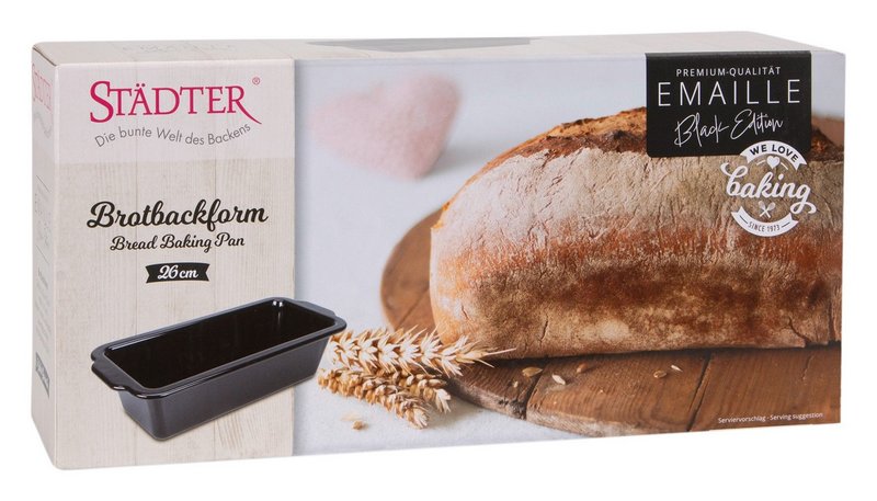 STÄDTER Brotbackform Emaille 26x11.5x7.5 cm schwarz We love baking 