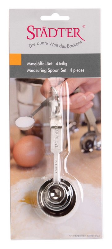 STÄDTER Messlöffel-Set 4-teilig 1/4 TL 1/2 TL 1 TL 1 EL 