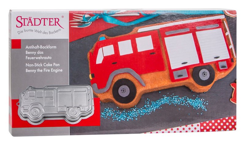 STÄDTER Motivbackform Benny das Feuerwehrauto 33x17x4 cm 