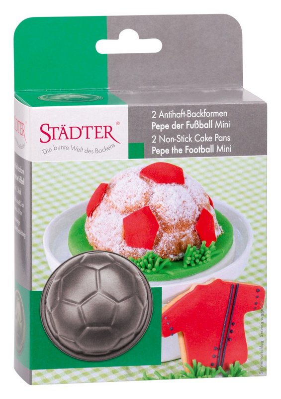 STÄDTER Motivbackformen Mini 2er Set Pepe der Fussball ø 8.5x4 cm 
