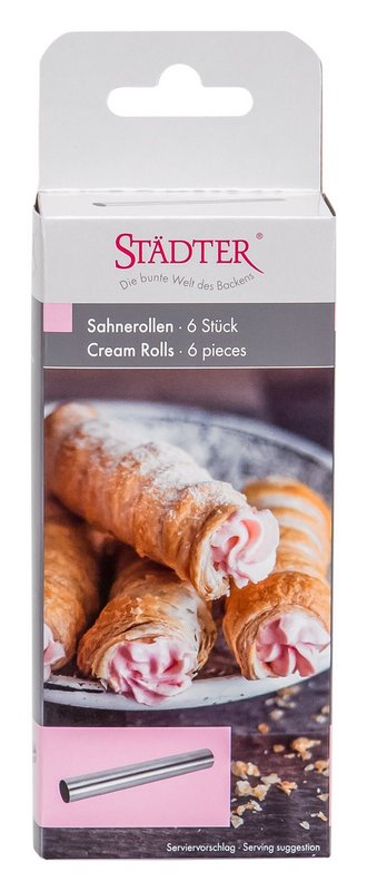 STÄDTER Sahnerollen 14 cm ø 2 cm gerade 6 Stück Edelstahl 