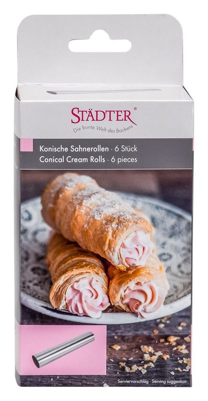 STÄDTER Sahnerollen 14 cm ø 2.5/3 cm konisch 6 Stück Edelstahl 