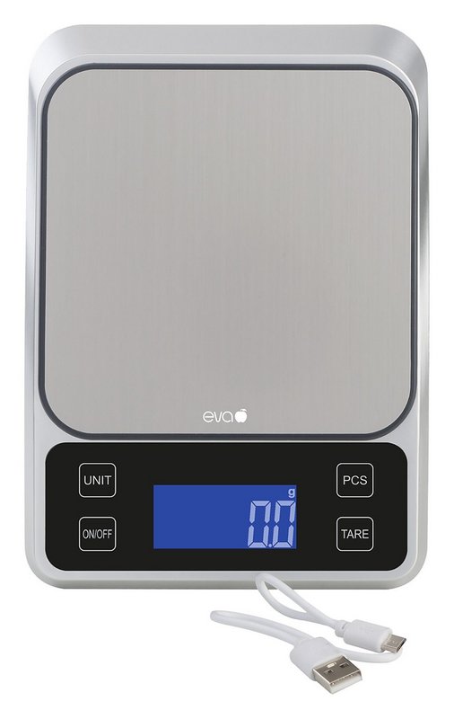 EVA Küchenwaage Präzision digital aufladbar Micro-USB-Kabel 3 kg 