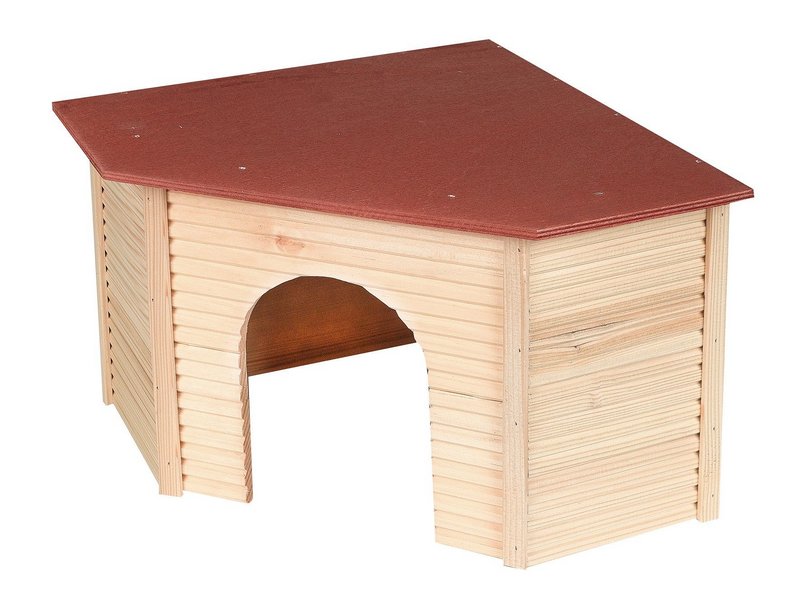 BEWO Hasenhaus 5 Eckig mit Flachdach rot 