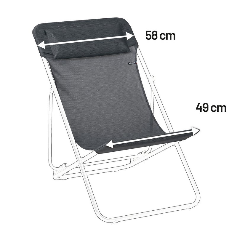 LAFUMA Ersatzbezugset Maxi Transat Plus Clip Batyline Duo Gris Obsidian 58 cm 