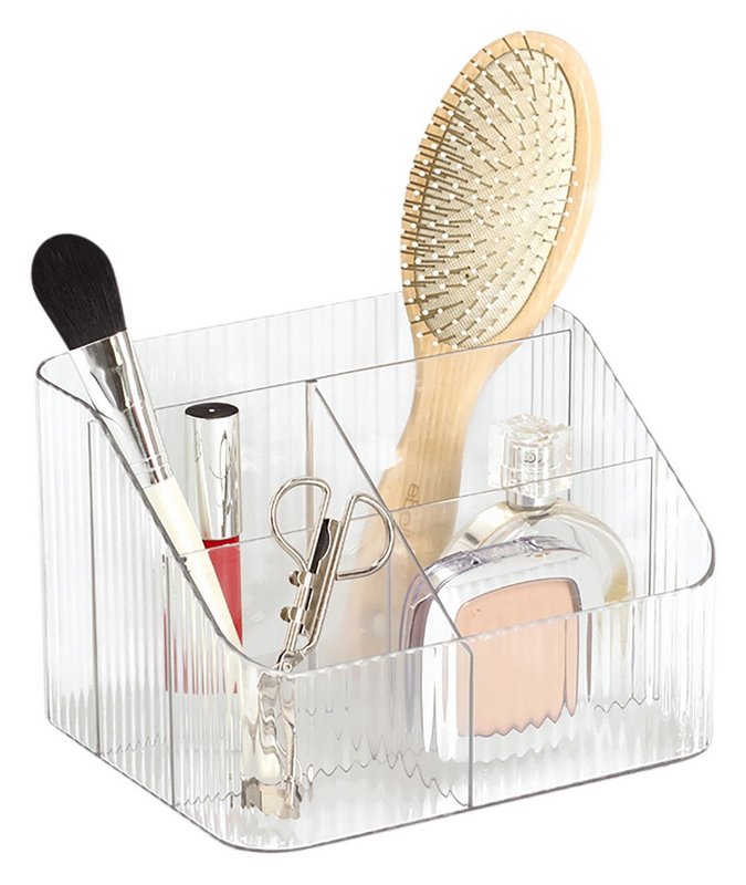 ZELLER Utensilien Organizer mit 5 Fächern Kunststoff transparent 