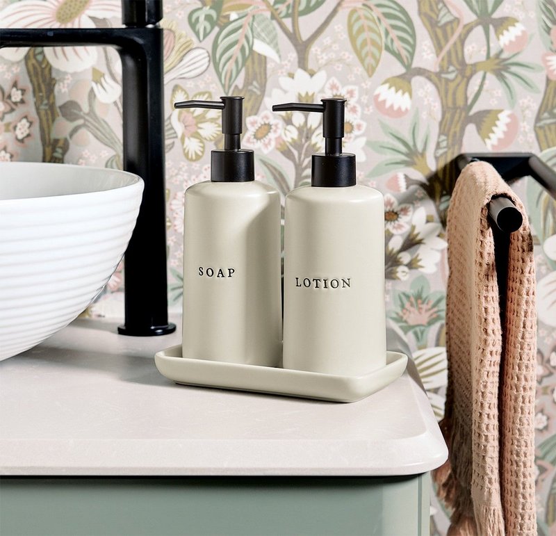 ZELLER Seifenspender Set 3-teilig Keramik creme 