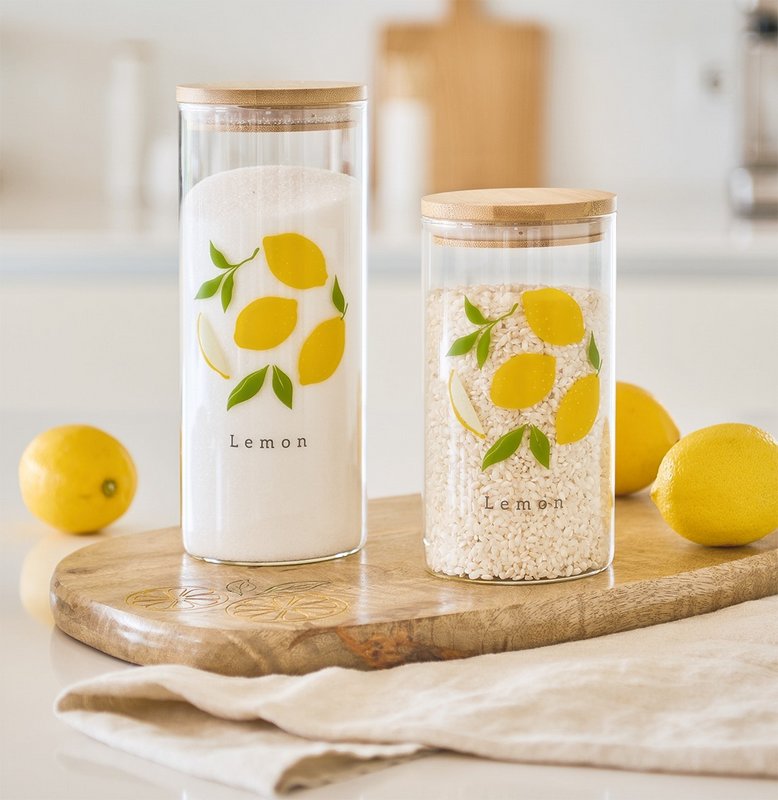 ZELLER Vorratsglas Lemon mit Bambusdeckel 850 ml 