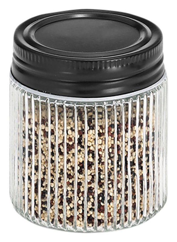 ZELLER Vorratsglas mit Metalldeckel schwarz 120 ml 