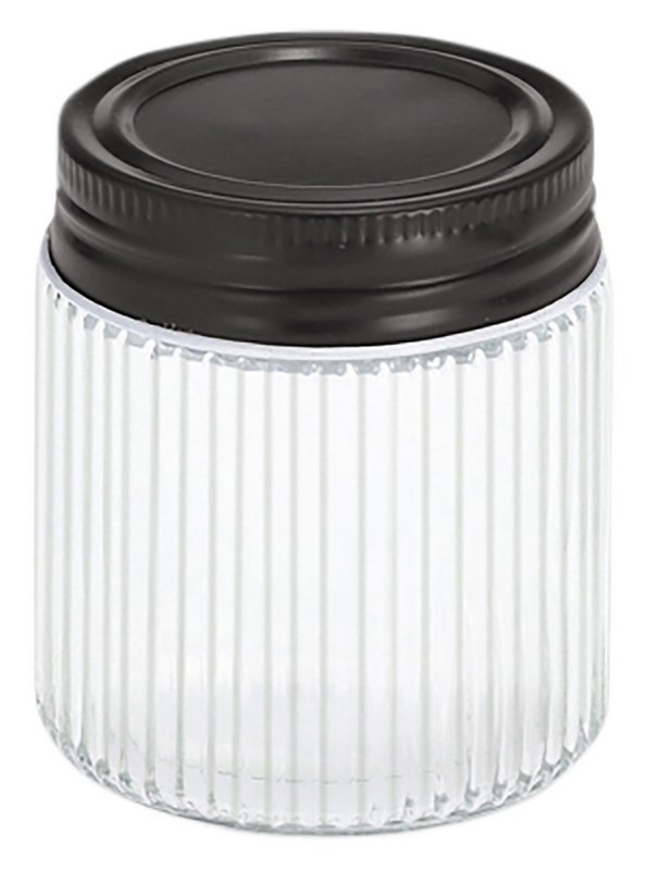 ZELLER Vorratsglas mit Metalldeckel schwarz 120 ml 