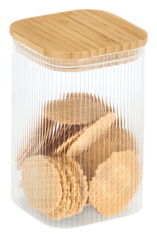 ZELLER Vorratsglas mit Bambusdeckel eckig 1150 ml 