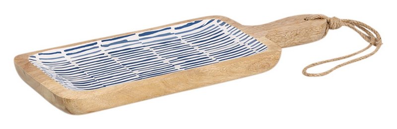 ZELLER Servierbrett Mangoholz blau 