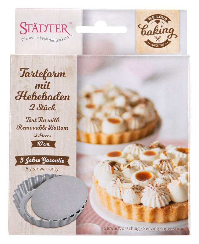 STÄDTER Tarteform mit Hebeboden 10x1.8 cm silber We love Baking 