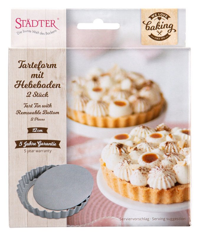 STÄDTER Tarteform mit Hebeboden 12x1.8 cm silber We love Baking 