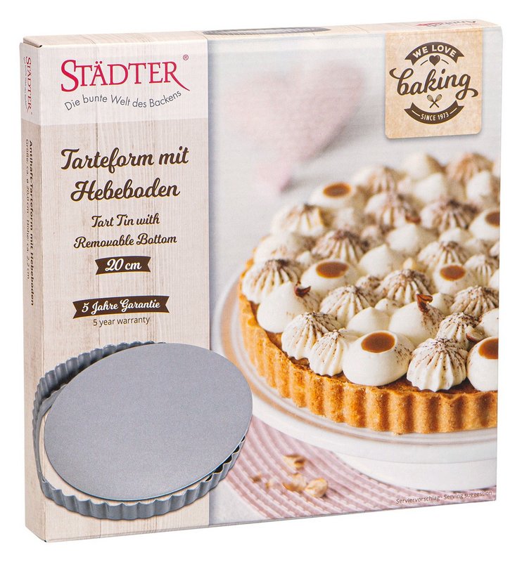 STÄDTER Tarteform mit Hebeboden 20x2.2 cm silber We love Baking 