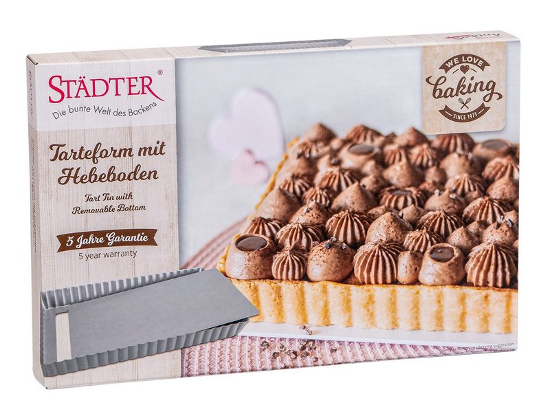 STÄDTER Tarteform mit Hebeboden 28x18x3 cm silber We love Baking 