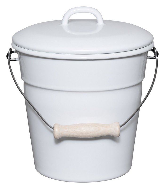 RIESS Bioeimer mit Deckel 3.5 l weiss Emaille 