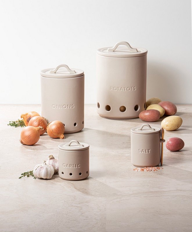 LADELLE Vorratstopf Essentials Onion steingrau Keramik 