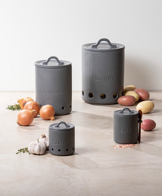 LADELLE Vorratstopf Essentials Onion anthrazit Keramik 
