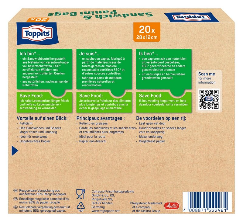 TOPPITS Sandwich und Paninibeutel 