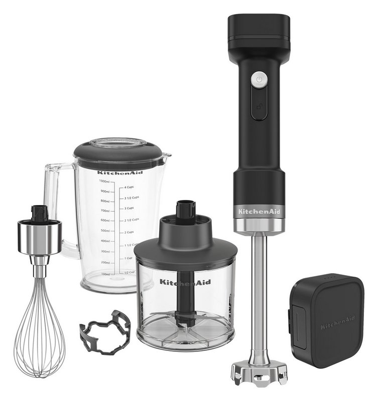 KITCHENAID Stabmixer kabellos mit Zubehör schwarz matt 